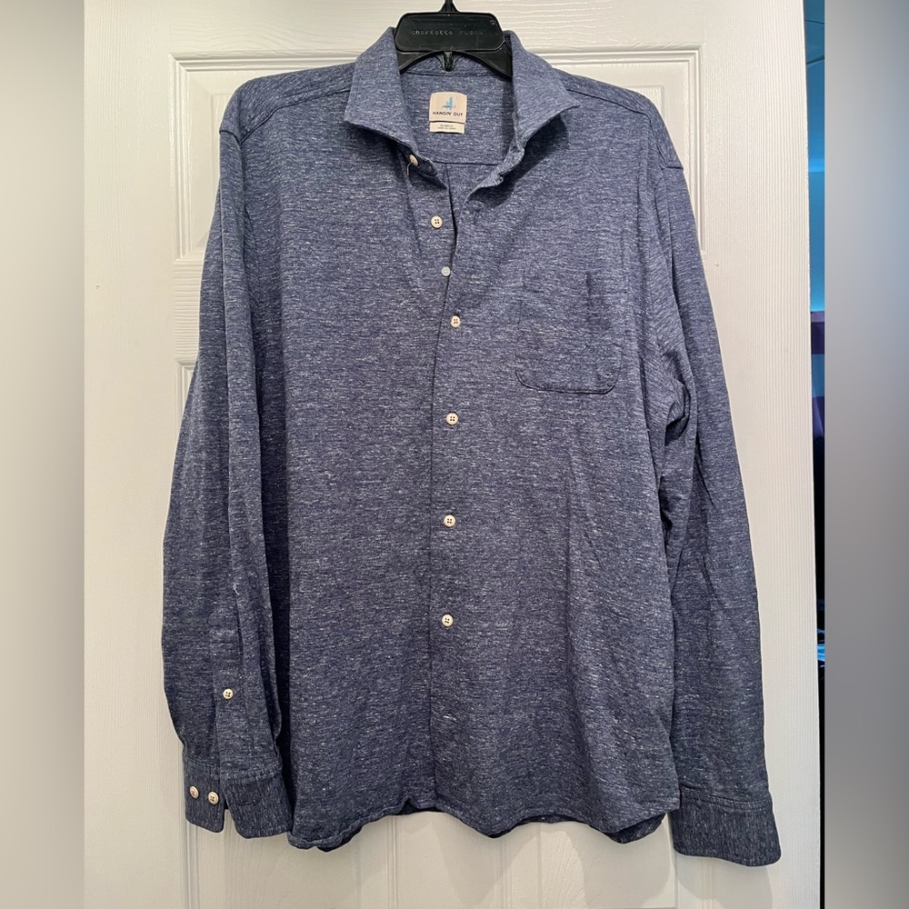 johnnie-O Blue Casual Button Down Shirt with Relaxed Fit